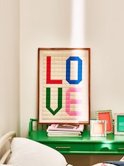 Oliver Bonas Multi Love Patchwork Framed Wall Art - Image 1 of 4