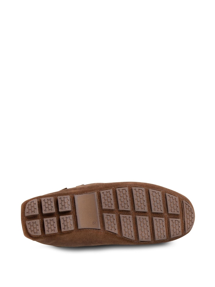 Totes Brown Mens Isotoner Real Suede With Closed Stitch Moccasin Slippers - Image 5 of 5