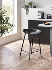 Julian Bowen Set of 2 Black Renzo Bar Stools - Image 1 of 6