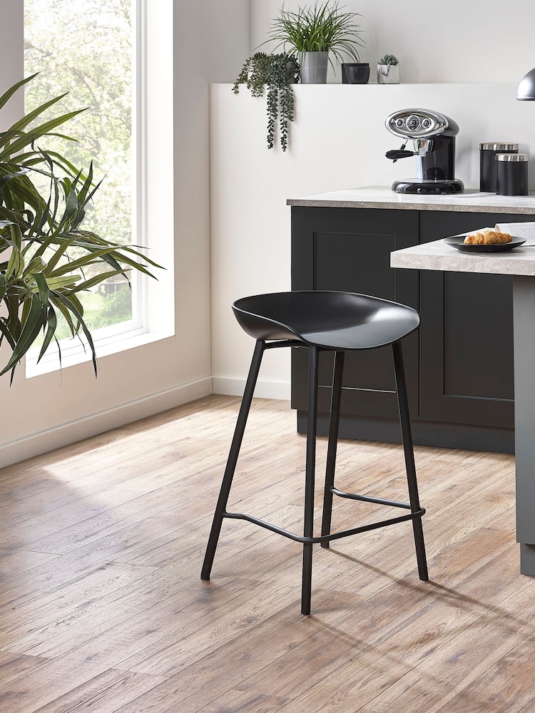 Julian Bowen Set of 2 Black Renzo Bar Stools - Image 1 of 6