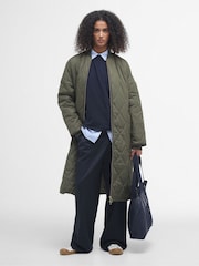Barbour® Olive Green Rhea Longline Quilted Coat - Image 1 of 7