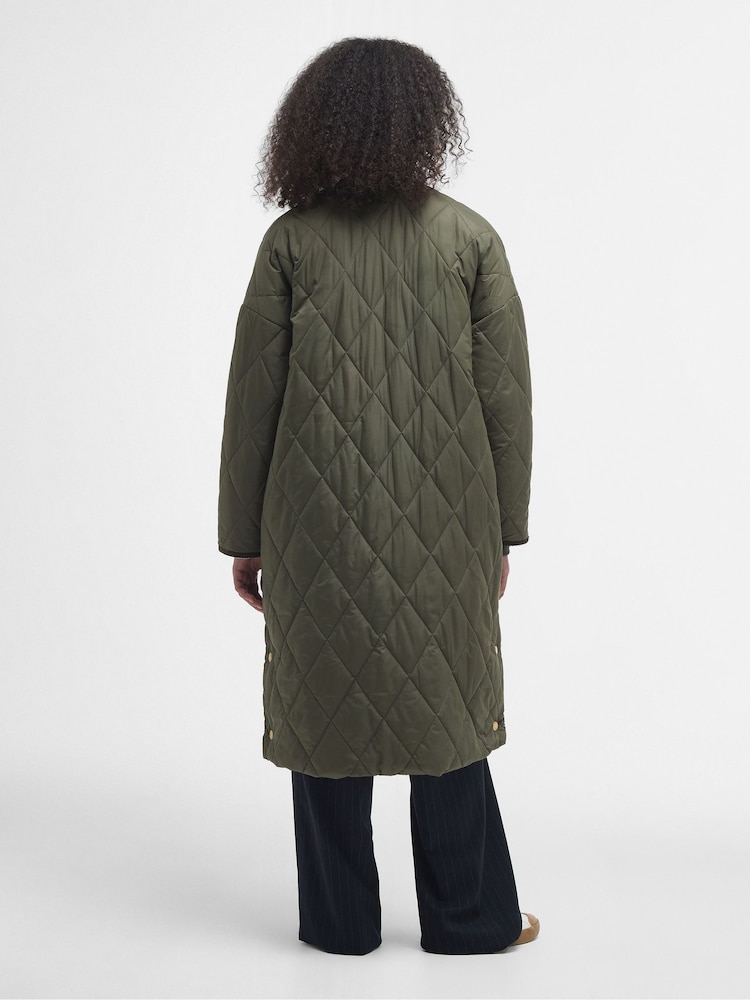 Barbour® Olive Green Rhea Longline Quilted Coat - Image 2 of 7