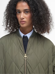 Barbour® Olive Green Rhea Longline Quilted Coat - Image 4 of 7