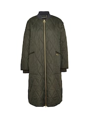 Barbour® Olive Green Rhea Longline Quilted Coat - Image 7 of 7