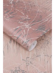 Clarissa Hulse Pink Meadow Grass Shell And Pewter Wallpaper - Image 3 of 3