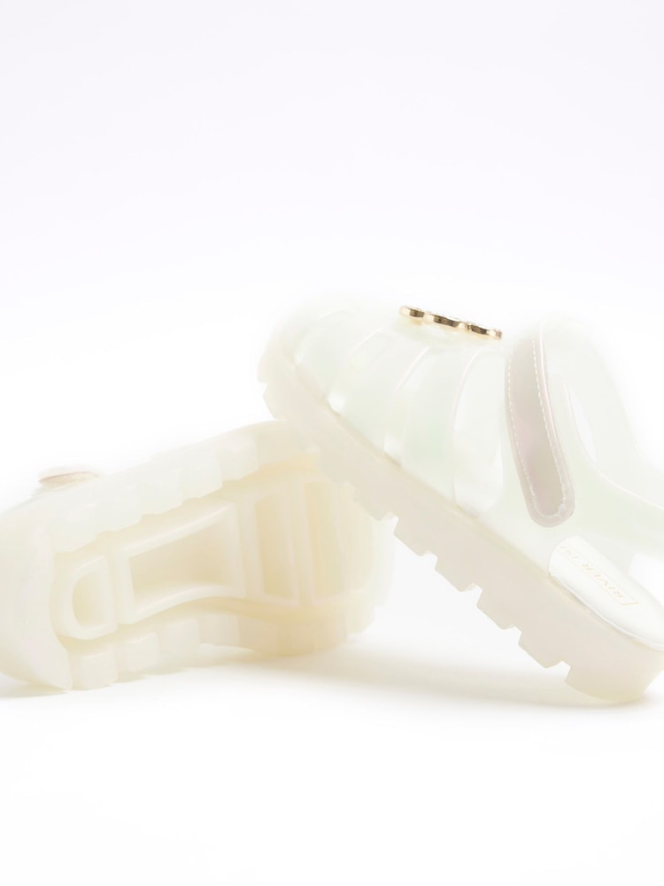 River Island White Girls Rainbow Flower Jelly Sandals - Image 4 of 4