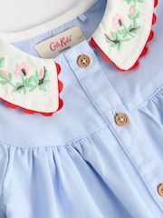 Cath Kidston Blue Floral Baby Woven 100% Cotton Dress - Image 4 of 6