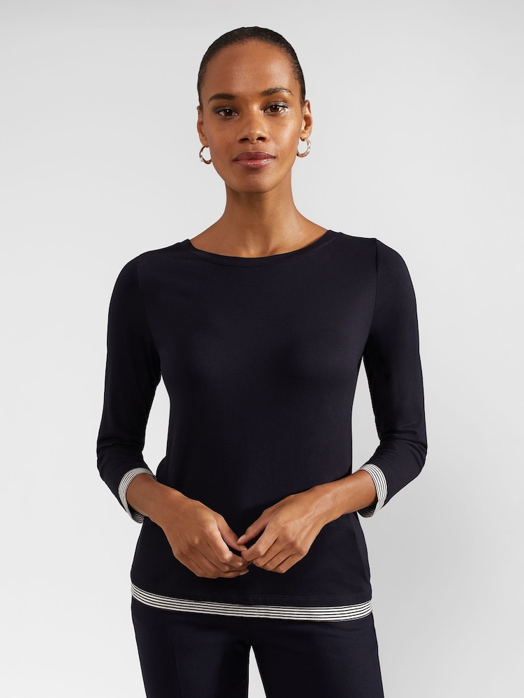 Hobbs Blue Delaney Stripe Top - Image 1 of 4 Hobbs Blue Delaney Stripe Top - Image 1 of 4