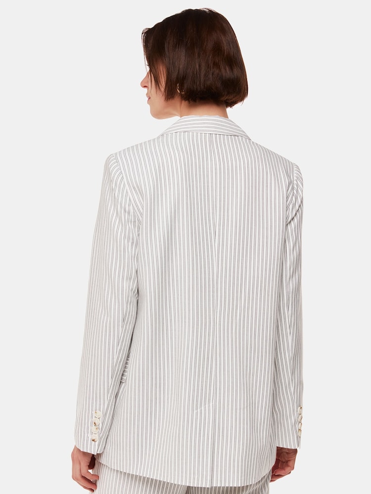 Whistles White Petite Stripe Luna Blazer - Image 2 of 5