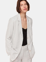 Whistles White Petite Stripe Luna Blazer - Image 4 of 5
