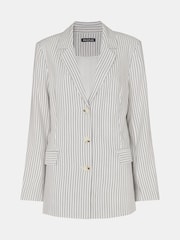 Whistles White Petite Stripe Luna Blazer - Image 5 of 5