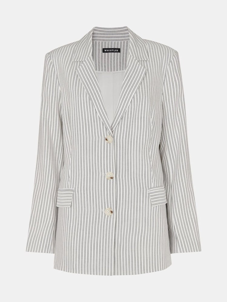 Whistles White Petite Stripe Luna Blazer - Image 5 of 5