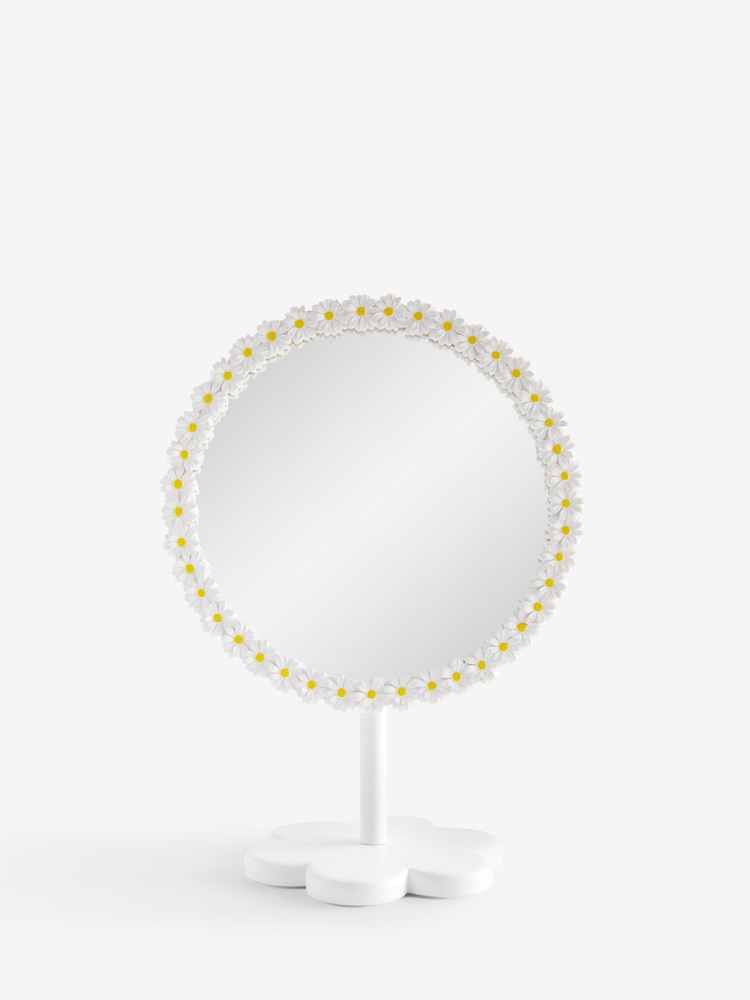 White Daisy Round Dressing Table Mirror - Image 3 of 5
