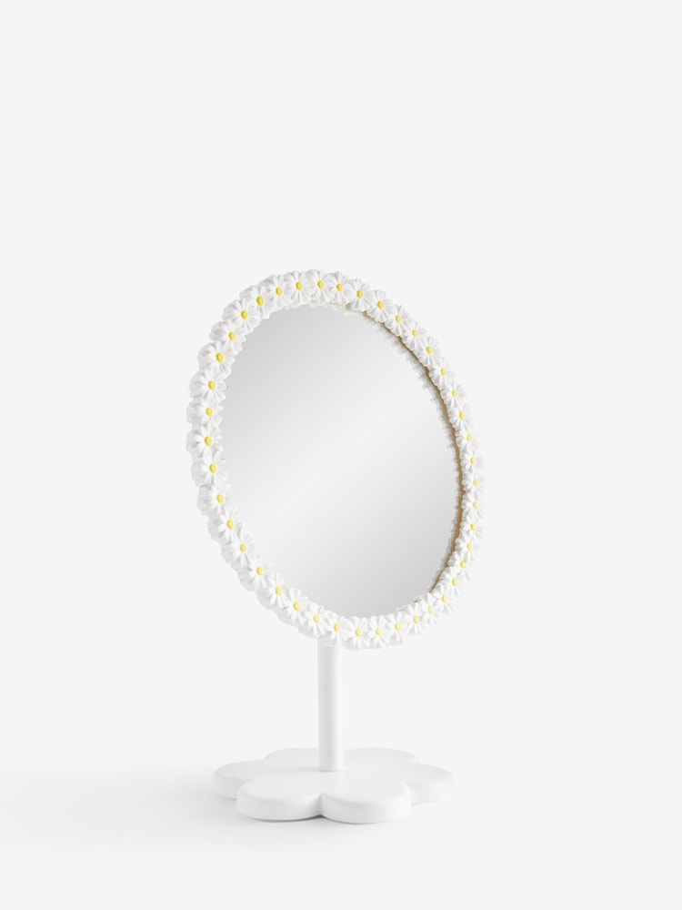 White Daisy Round Dressing Table Mirror - Image 4 of 5