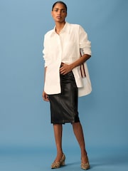 Black Faux Leather Knee Skirt - Image 2 of 7