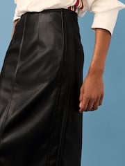 Black Faux Leather Knee Skirt - Image 5 of 7