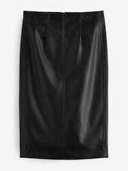 Black Faux Leather Knee Skirt - Image 6 of 7