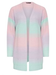 Yours Curve Pink Pastel Pink & Blue Ombre Stripe Knitted Cardigan - Image 5 of 5