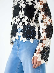 Dusk Black Floral Crochet Knit Jumper - Image 5 of 5