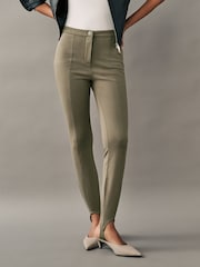 Khaki Green Ponte Stirrup Leggings - Image 2 of 7