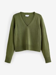 Green Crew Neck Linen Blend Jumper - Image 1 of 1
