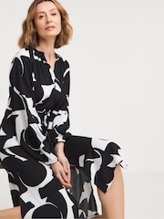 JD Williams Black Printed Belted Kaftan Dress - Image 3 of 4