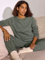 Sage Green Spot 100% Cotton Long Sleeve Pyjamas - Image 1 of 10