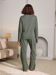 Sage Green Spot 100% Cotton Long Sleeve Pyjamas - Image 4 of 10