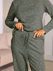 Sage Green Spot 100% Cotton Long Sleeve Pyjamas - Image 5 of 10