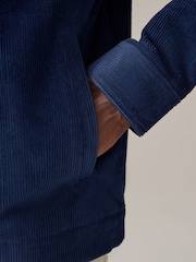 Navy Blue Corduroy 100% Cotton Zip Through Shacket - Image 4 of 11