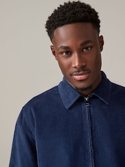 Navy Blue Corduroy 100% Cotton Zip Through Shacket - Image 5 of 11