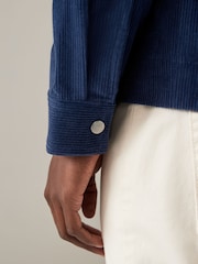 Navy Blue Corduroy 100% Cotton Zip Through Shacket - Image 6 of 11