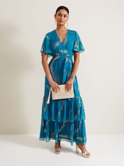 Phase Eight Blue Charissa Silk Maxi Dress - Image 1 of 9