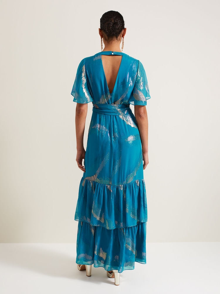 Phase Eight Blue Charissa Silk Maxi Dress - Image 2 of 9