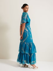 Phase Eight Blue Charissa Silk Maxi Dress - Image 6 of 9