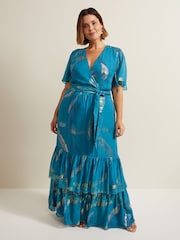 Phase Eight Blue Charissa Silk Maxi Dress - Image 7 of 9