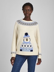 JoJo Maman Bébé Christmas Penguin Fair Isle Pattern Jumper - Image 1 de 4