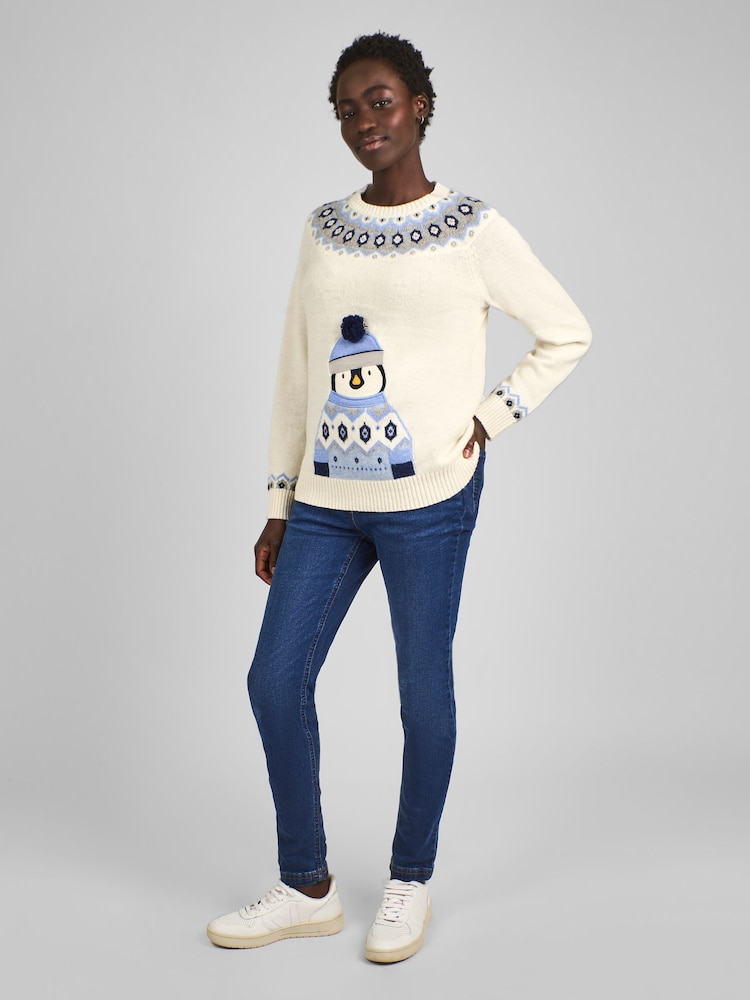 JoJo Maman Bébé Christmas Penguin Fair Isle Pattern Jumper - Image 3 of 4