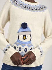 JoJo Maman Bébé Christmas Penguin Fair Isle Pattern Jumper - Image 4 de 4