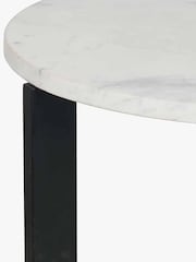 Pacific Mirrored Hendrick White Marble and Black Metal Side Table - Image 4 of 6