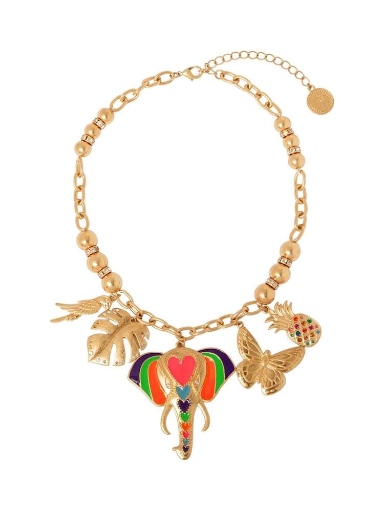 Bibi Bijoux Gold Tone Mosaic Elephant Statement Necklace - Image 1 of 5