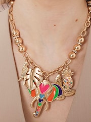 Bibi Bijoux Gold Tone Mosaic Elephant Statement Necklace - Image 4 of 5