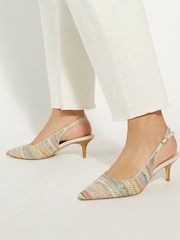 Dune London Natural Slim Celima Kitten Slingback Shoes - Image 1 of 6