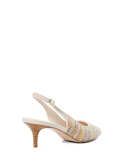 Dune London Natural Slim Celima Kitten Slingback Shoes - Image 4 of 6