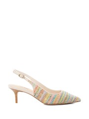 Dune London Natural Slim Celima Kitten Slingback Shoes - Image 5 of 6