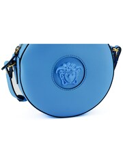 Versace Blue Calf Leather Round Disco Shoulder Bag - Image 4 of 5