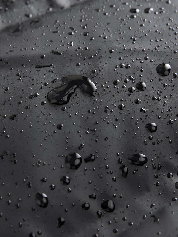Black Shower Resistant Rubberised Funnel Puffer Coat - Image 13 of 13