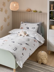 Grey Dinosaur Super Soft Reversible Fleece Duvet Cover and Pillowcase Set - Image 1 of 11