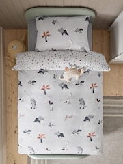 Grey Dinosaur Super Soft Reversible Fleece Duvet Cover and Pillowcase Set - Image 3 of 11
