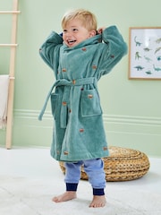 JoJo Maman Bébé Khaki Tractor Embroidered Towelling Robe - Image 2 of 5